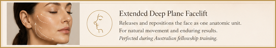 Extended Deep Plane Facelift — releases and repositions the face as one anatomic unit