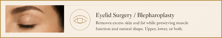 Blepharoplasty — restores a rested, alert eye appearance